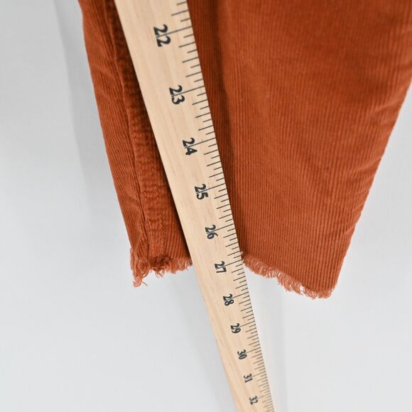 FREE PEOPLE Pants Womens Size 28 We The Free Rust Corduroy Skinny Raw Frayed Hem - Picture 11 of 11